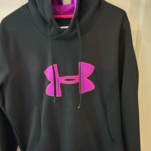 Under Armour Black Hoodie with Vibrant Pink Emblem
